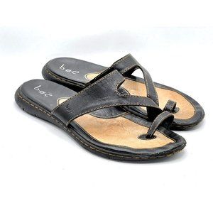 BOC Born Concept Black Thong Flip Flop Faux Leather Sandal Women's Size 10 M